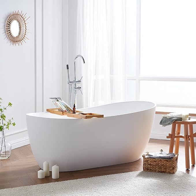 Stone Resin Solid Surface Modern Oval Freestanding Bathtub