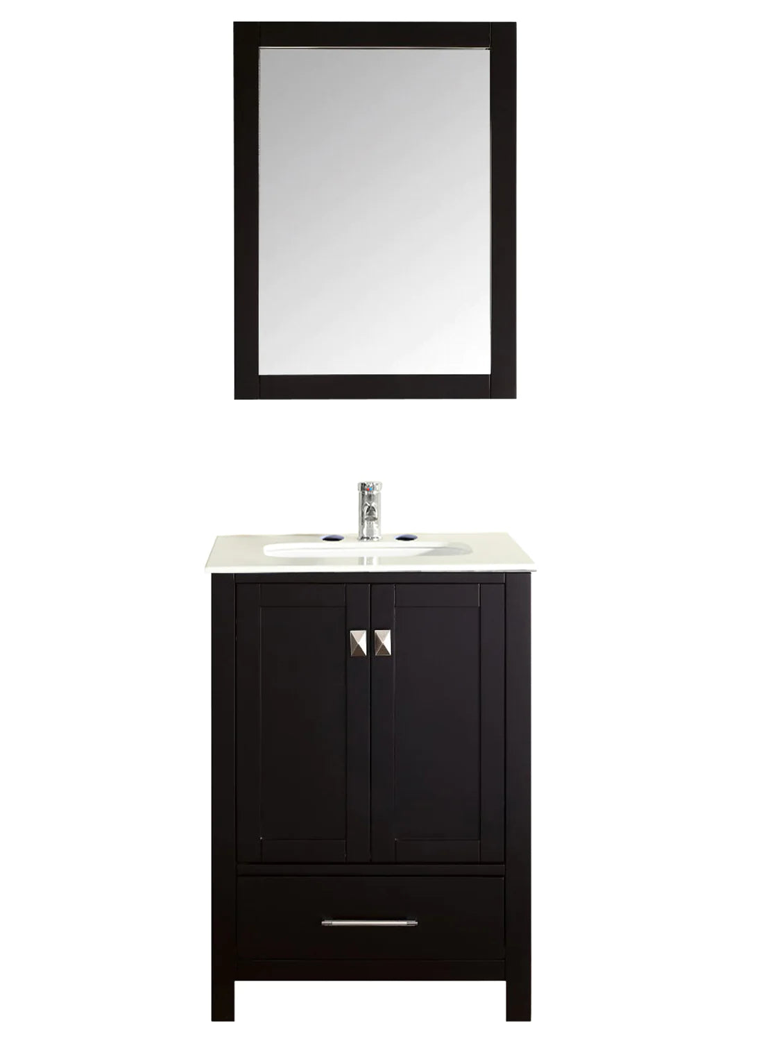 Eviva Aberdeen Collection - Espresso/Gray/White Transitional Bathroom Vanity w/ White Carrara Top