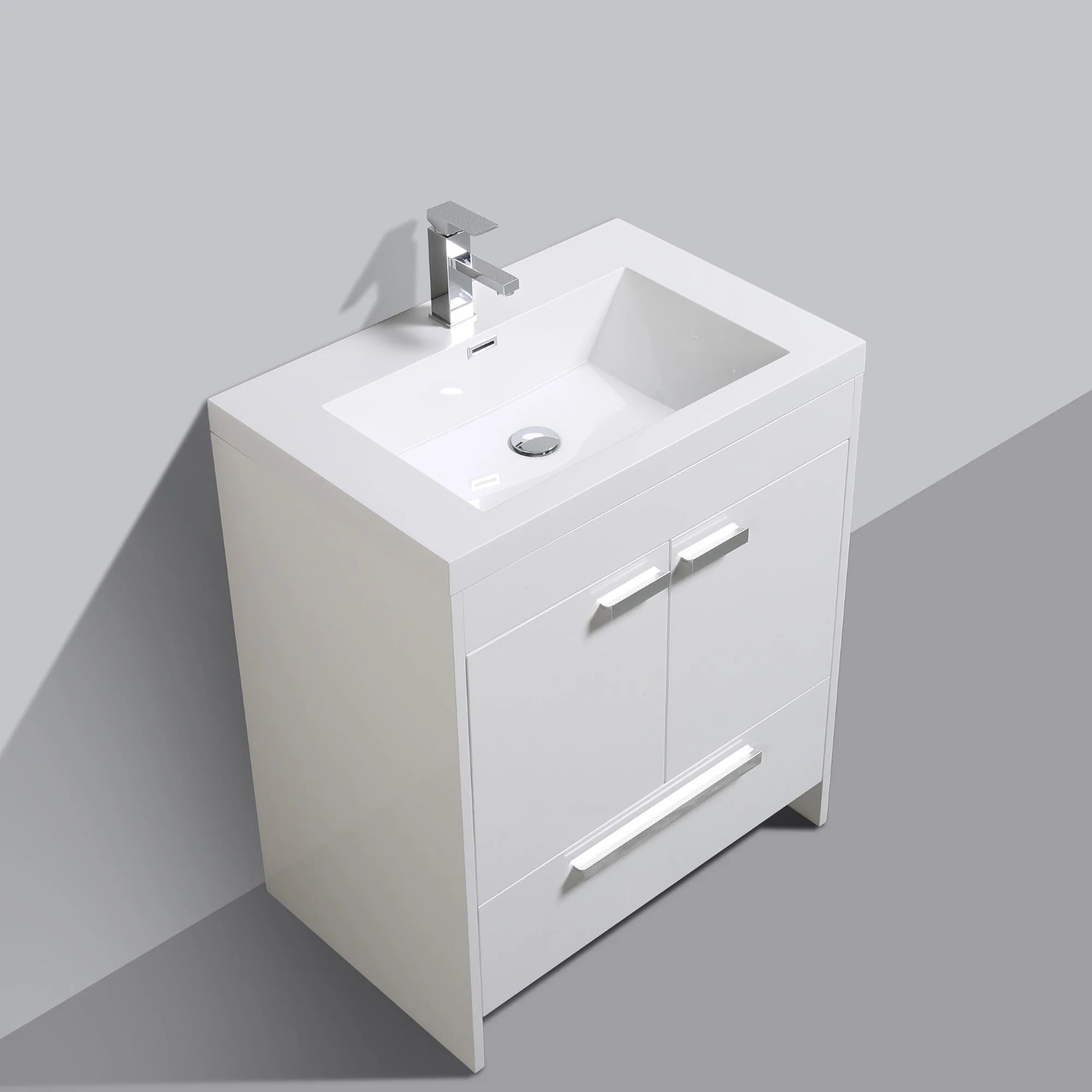 Eviva Lugano Gray/ Rosewood/ White  Modern Bathroom Vanity w/ White Integrated Top